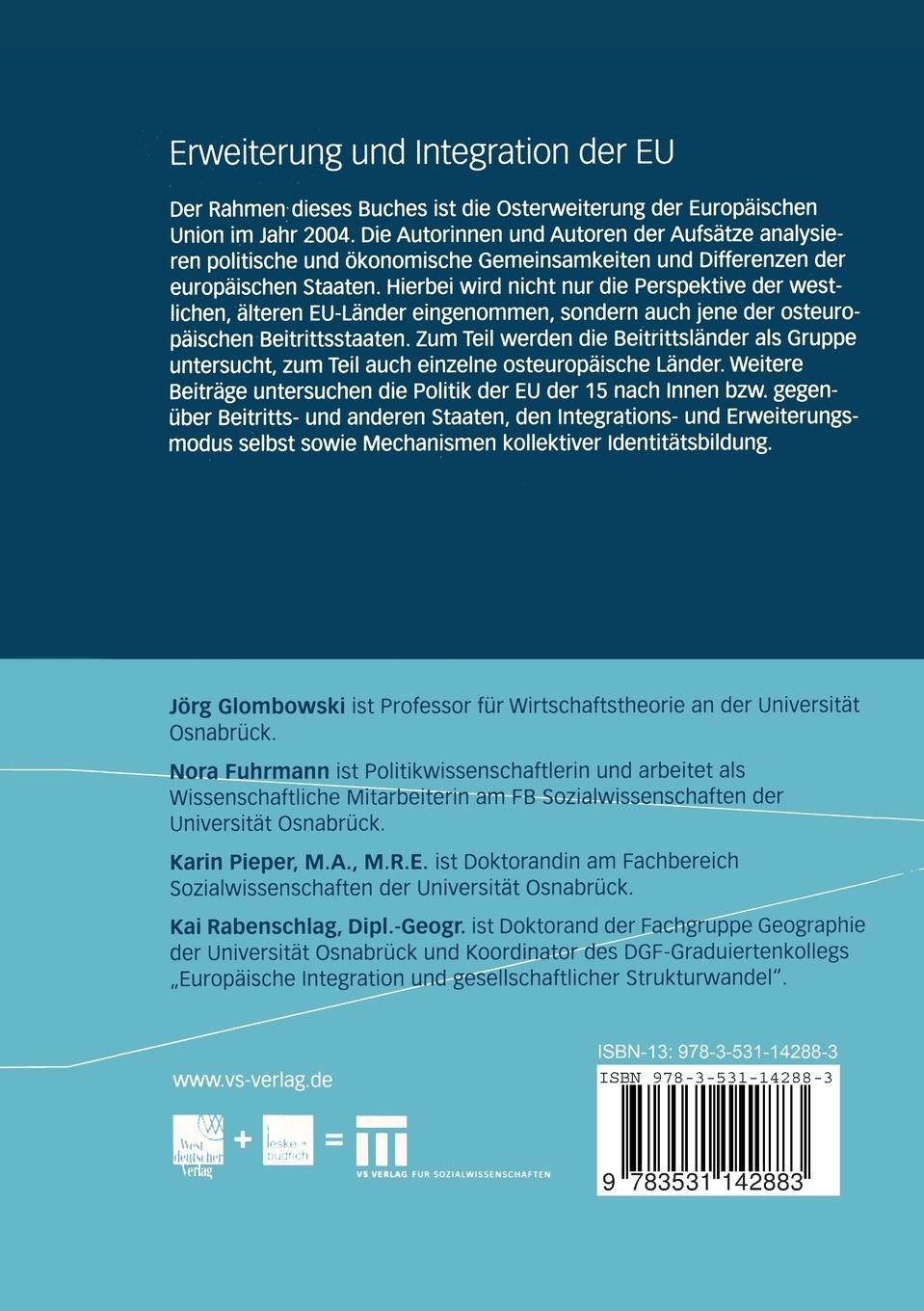 Rückseitencover Erweiterung und Integration der EU