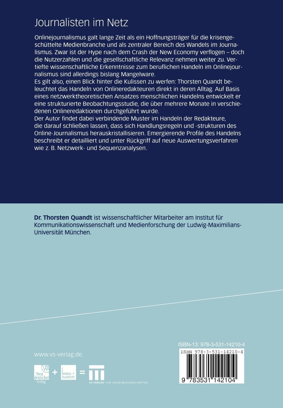Rückseitencover Journalisten im Netz