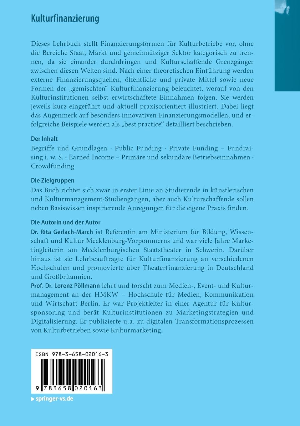 Rückseitencover Kulturfinanzierung