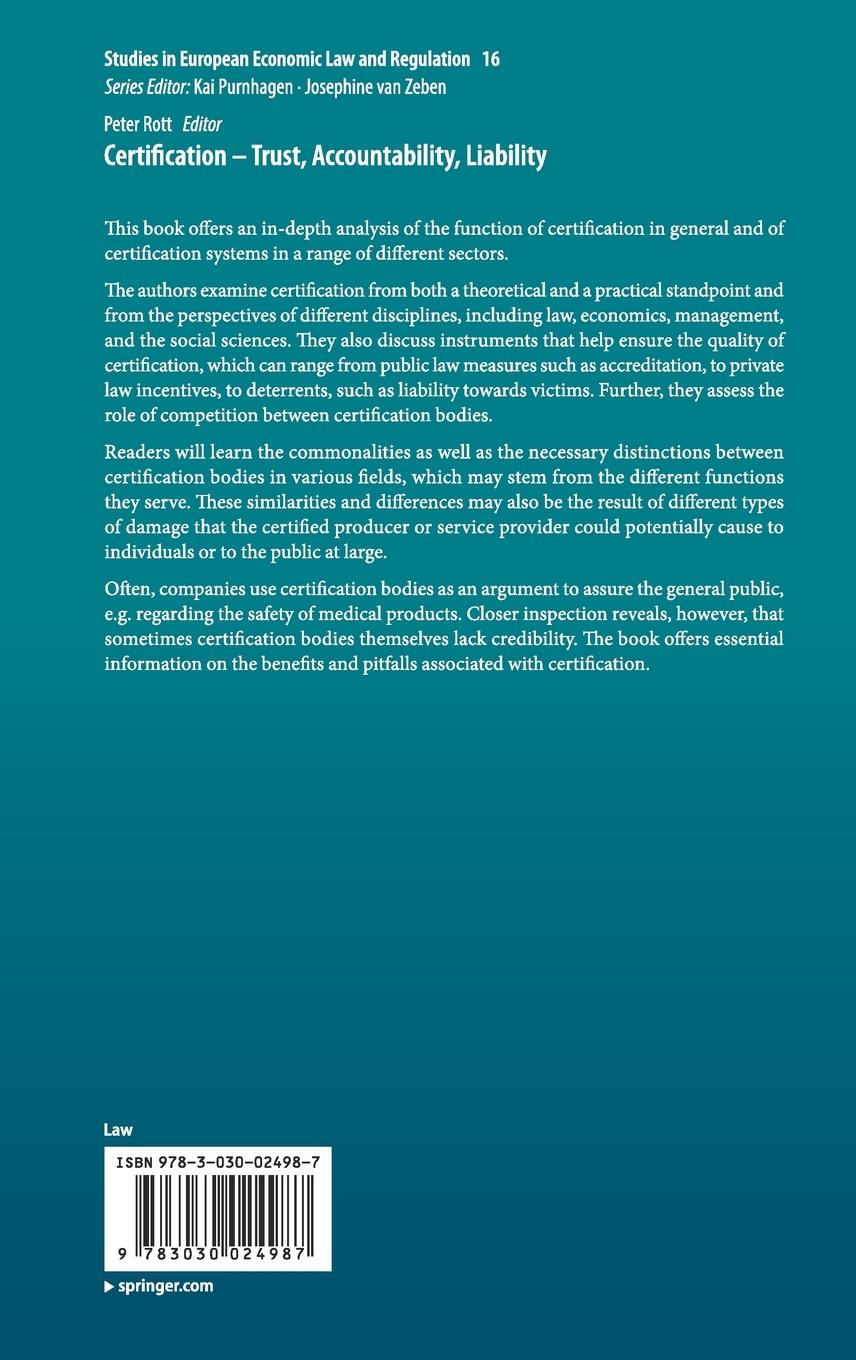 Rückseitencover Certification - Trust, Accountability, Liability