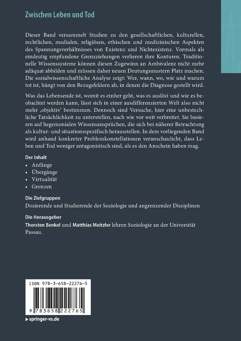 Rückseitencover Zwischen Leben und Tod