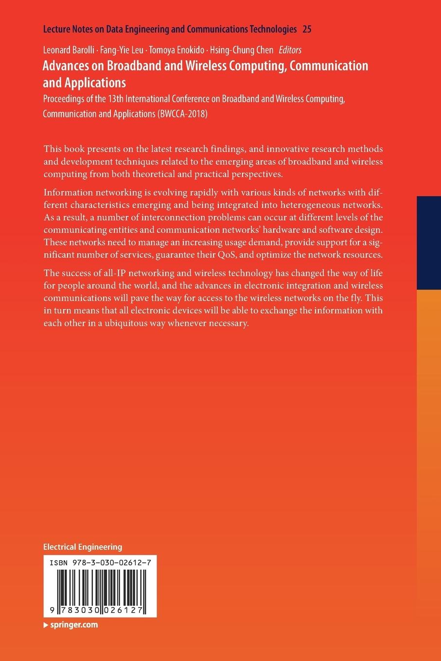 Rückseitencover Advances on Broadband and Wireless Computing, Communication and Applications