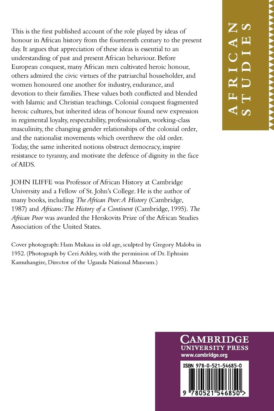 Rückseitencover Honour in African History