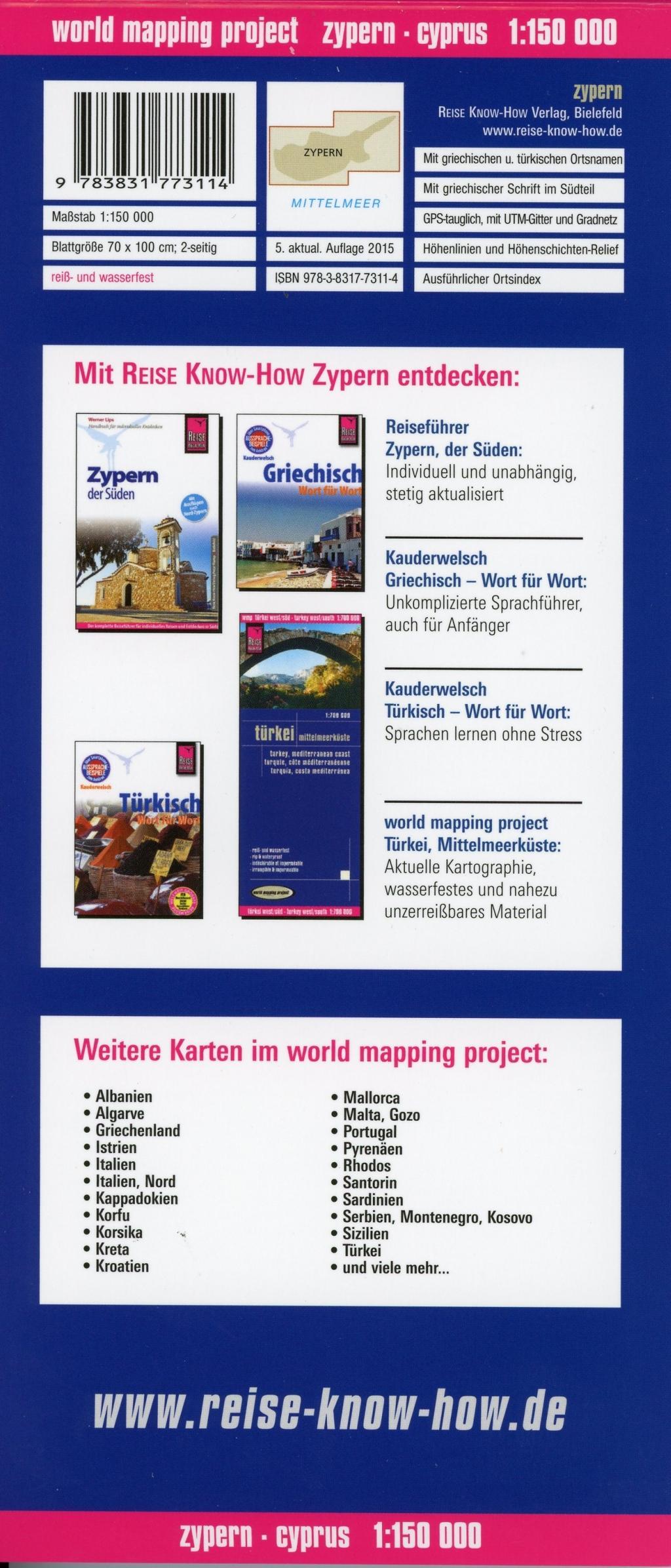 Beispielinhalt (Bild) Reise Know-How Landkarte Zypern / Cyprus 1:150.000