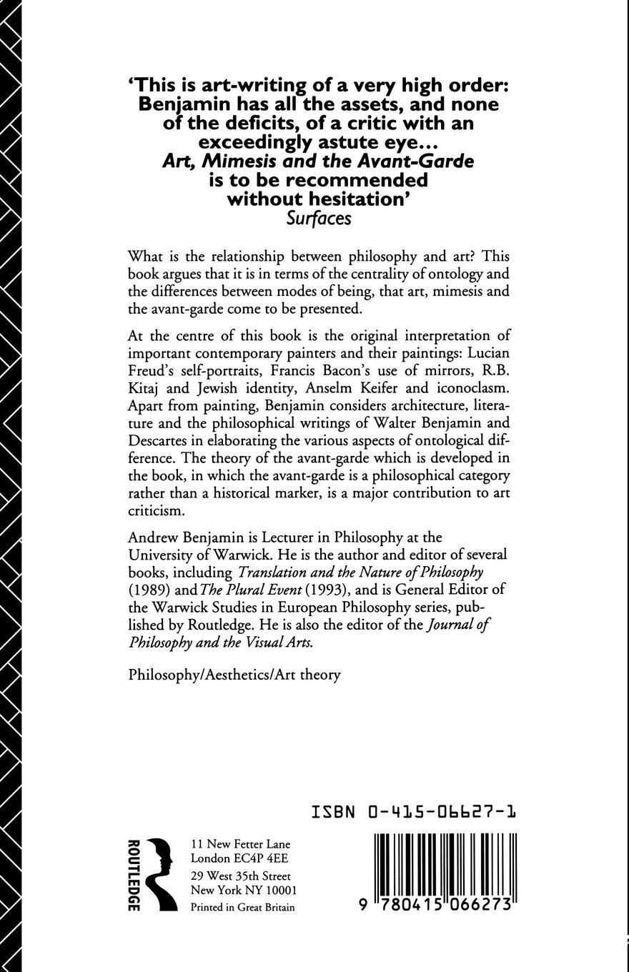 Rückseitencover Art, Mimesis and the Avant-Garde