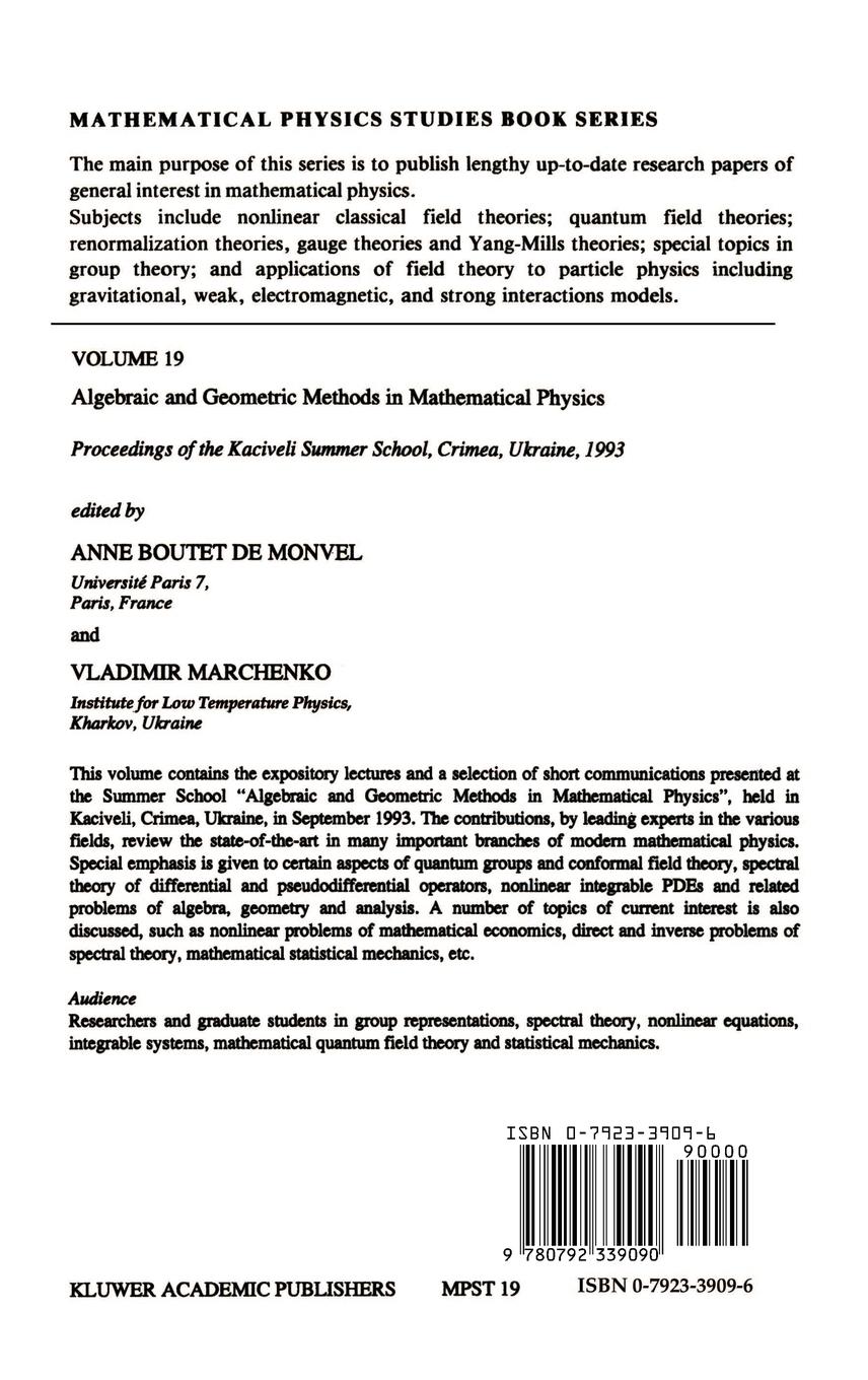 Rückseitencover Algebraic and Geometric Methods in Mathematical Physics