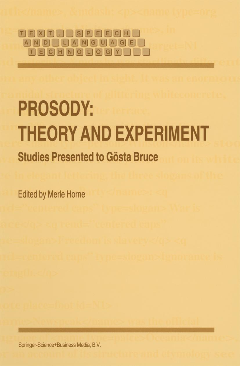 Vorderes Coverbild Prosody: Theory and Experiment