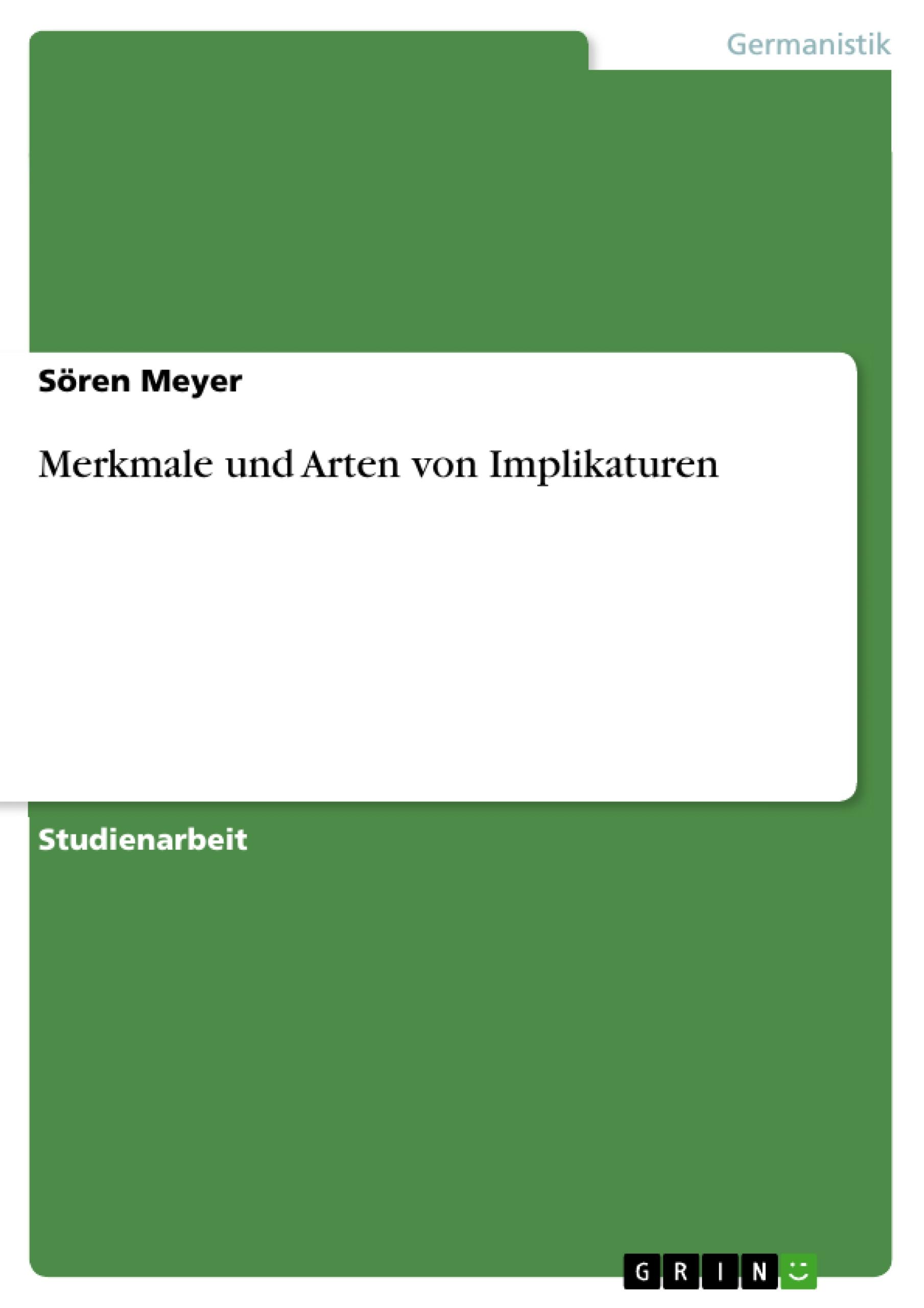 Vorderes Coverbild Merkmale und Arten von Implikaturen