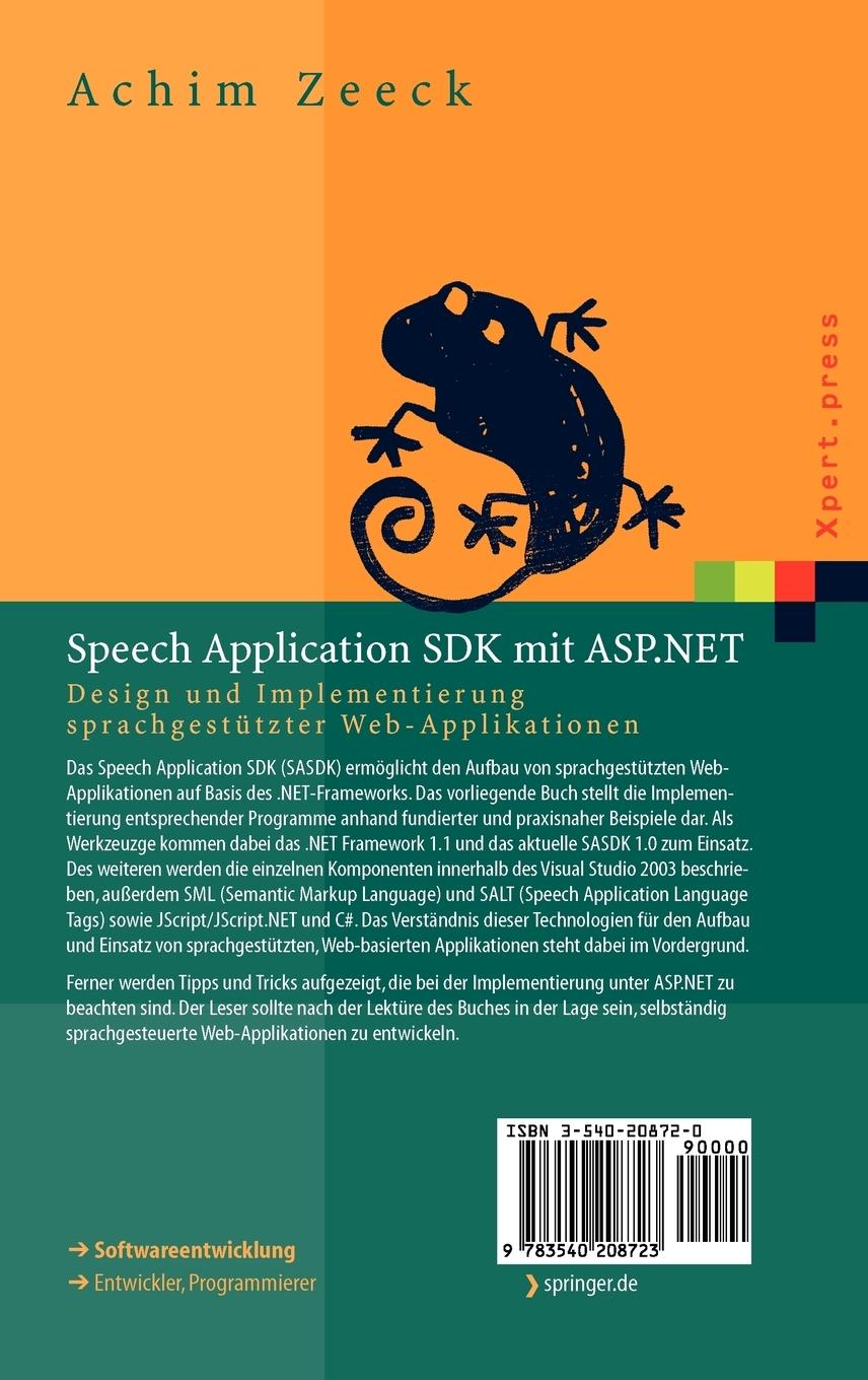 Rückseitencover Speech Application SDK mit ASP.NET