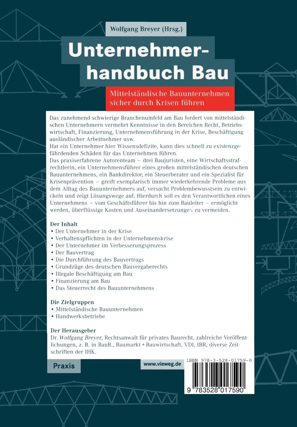 Rückseitencover Unternehmerhandbuch Bau