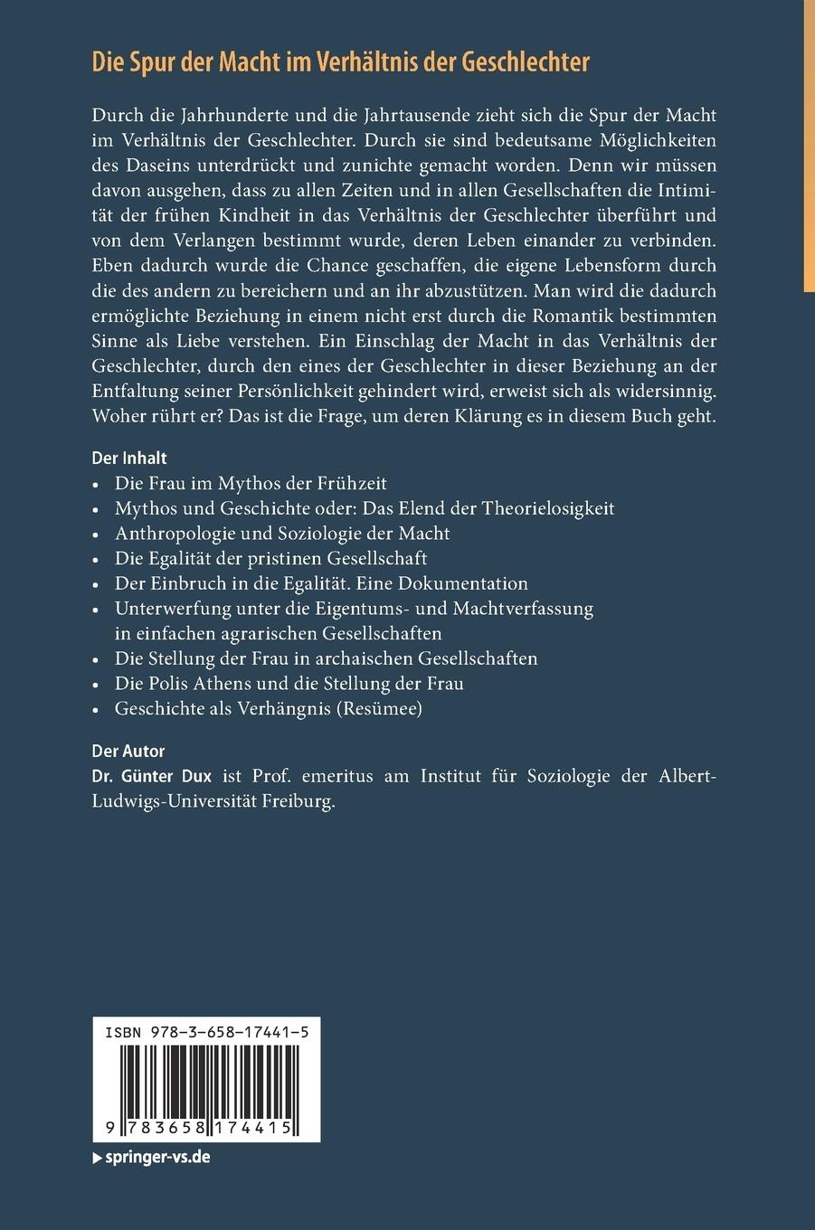 Rückseitencover Die Spur der Macht im Verhältnis der Geschlechter