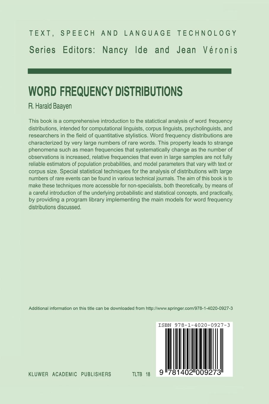 Rückseitencover Word Frequency Distributions