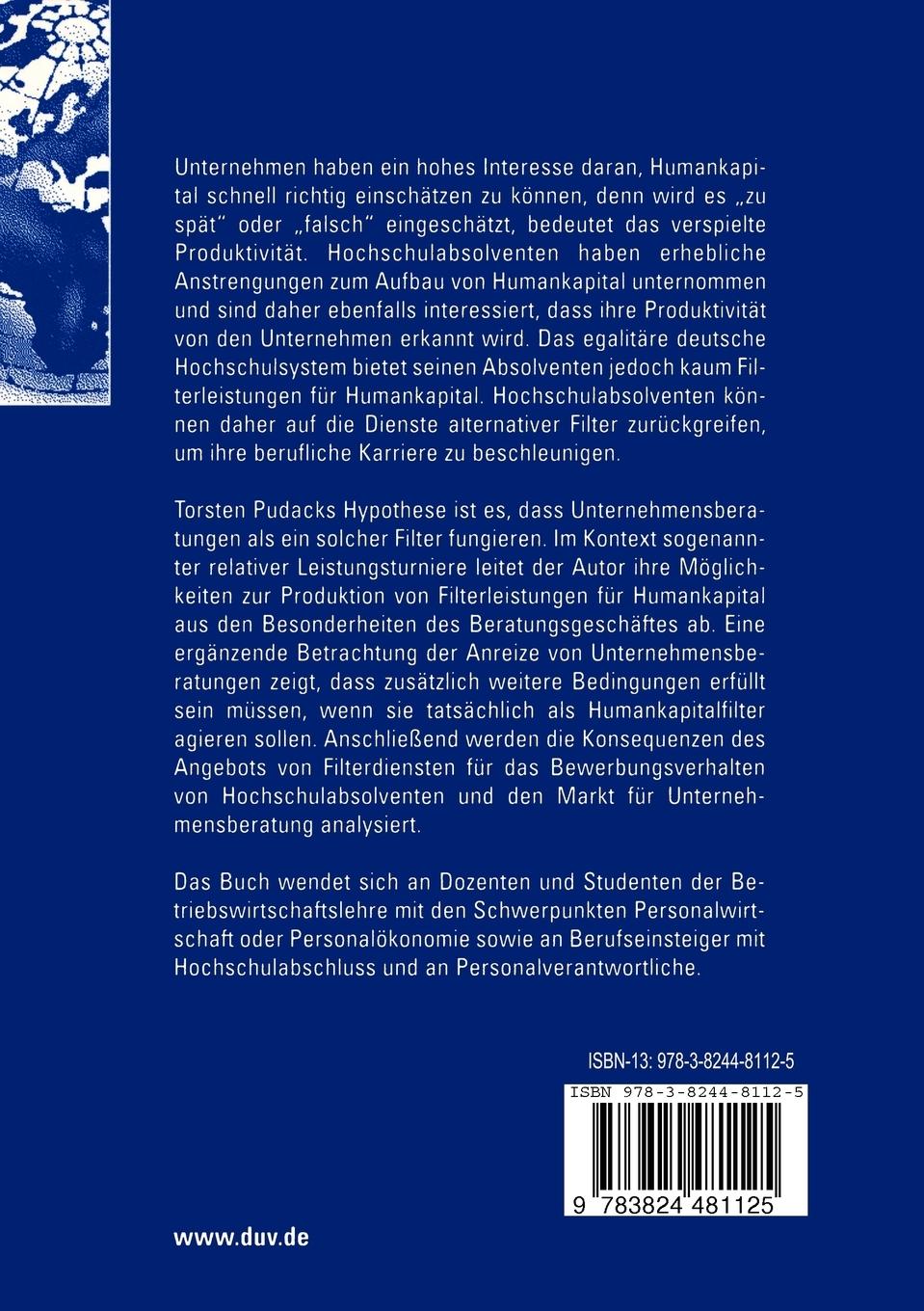 Rückseitencover Signale für Humankapital