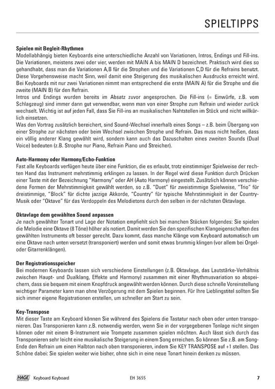 Beispielinhalt (Bild) Keyboard Keyboard. Notenbuch