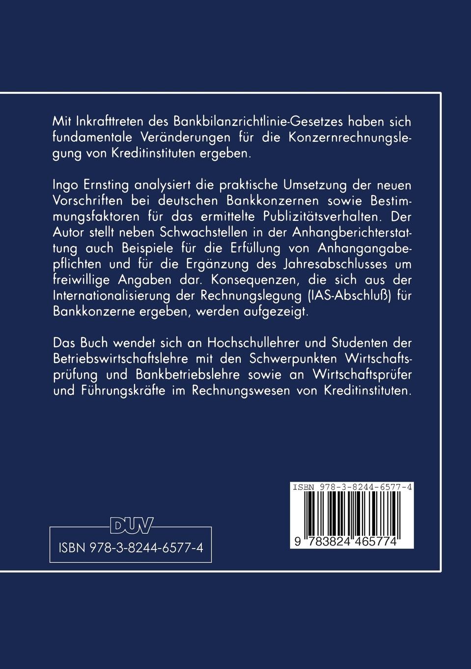 Rückseitencover Publizitätsverhalten deutscher Bankkonzerne