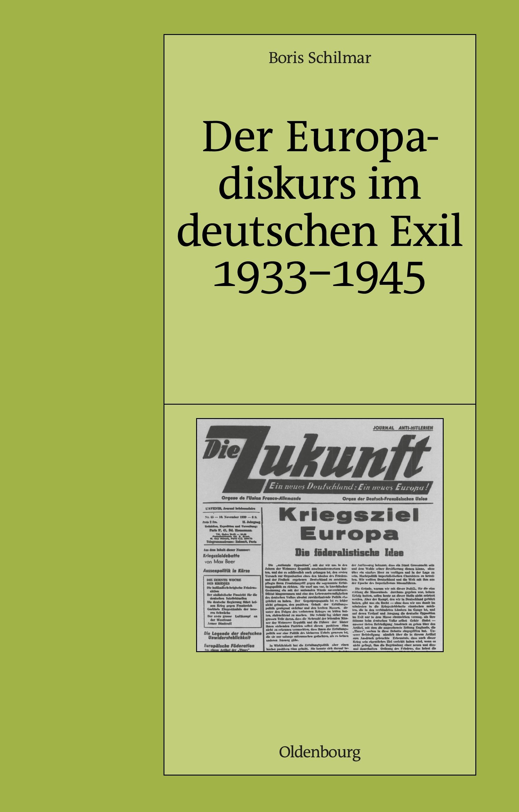 Vorderes Coverbild Der Europadiskurs im deutschen Exil 1933-1945