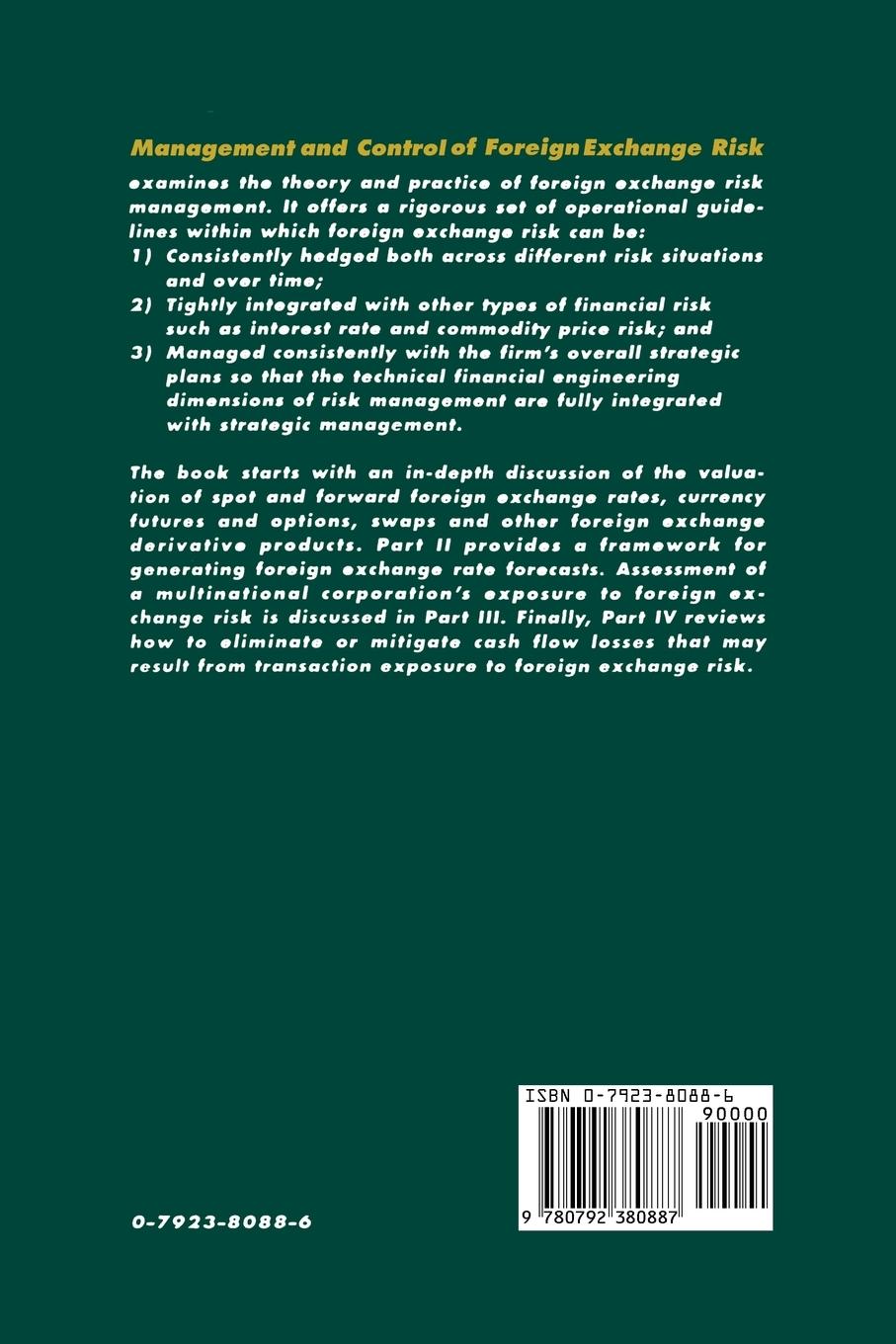 Rückseitencover Management and Control of Foreign Exchange Risk