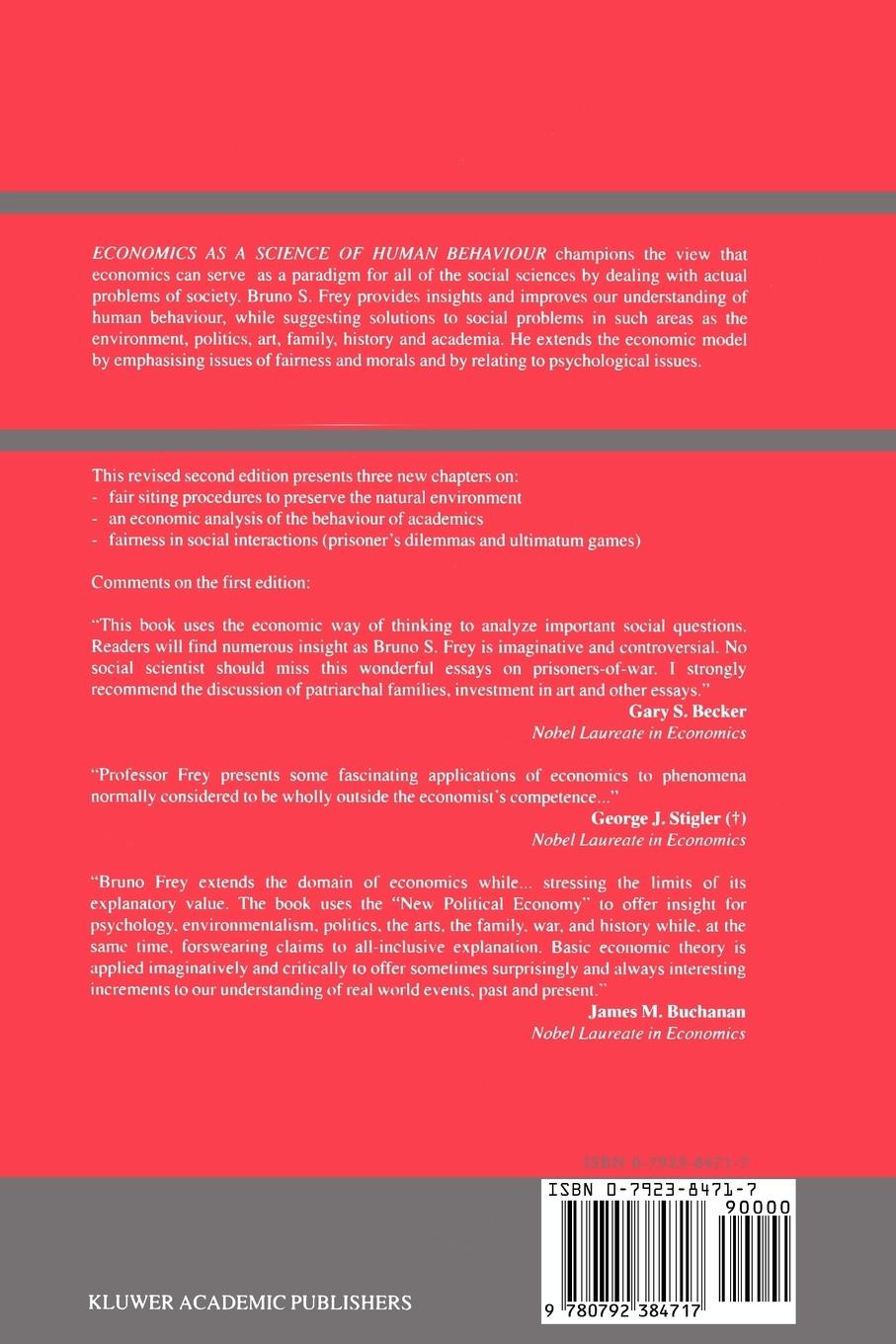 Rückseitencover Economics as a Science of Human Behaviour