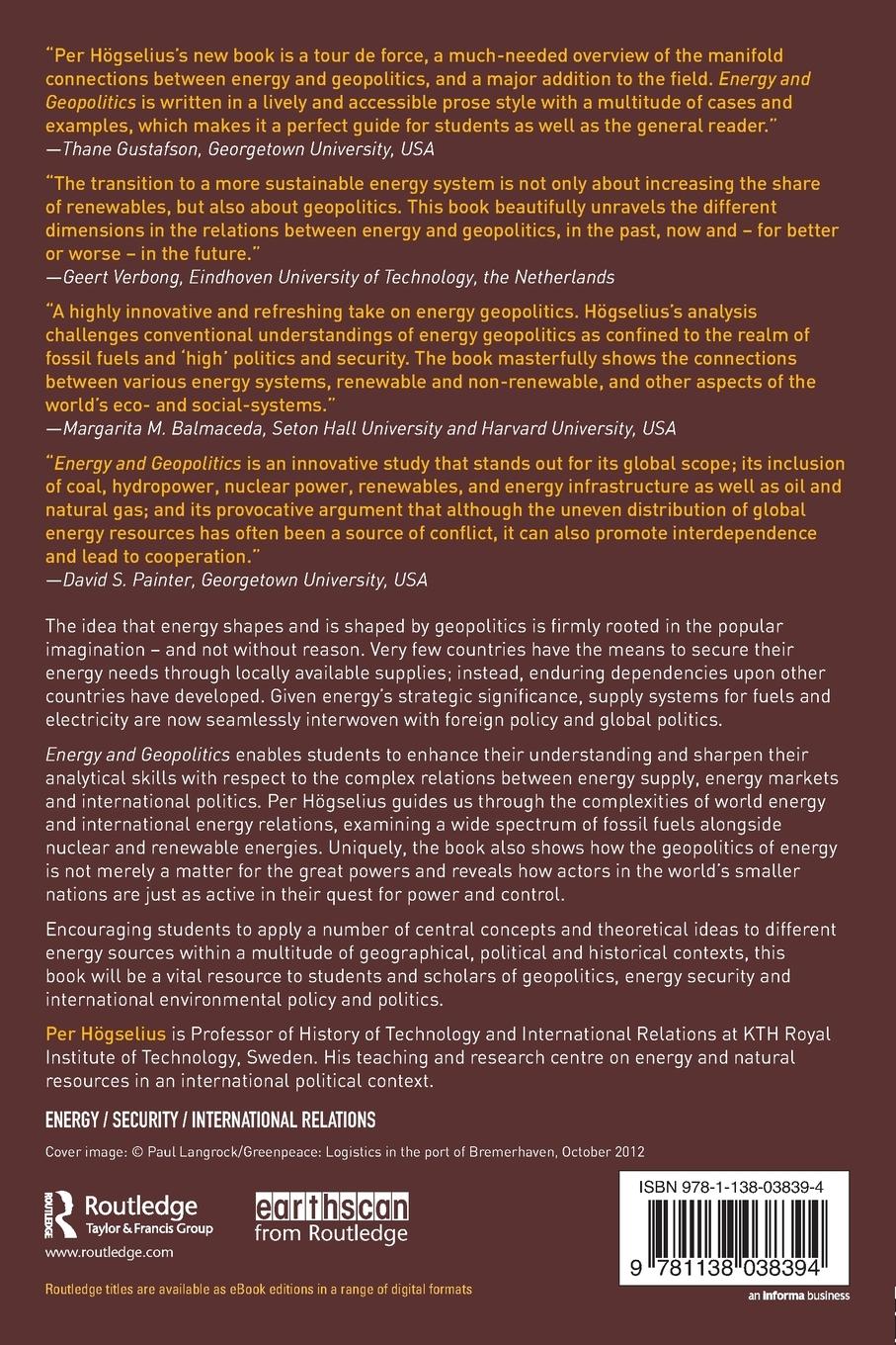 Rückseitencover Energy and Geopolitics