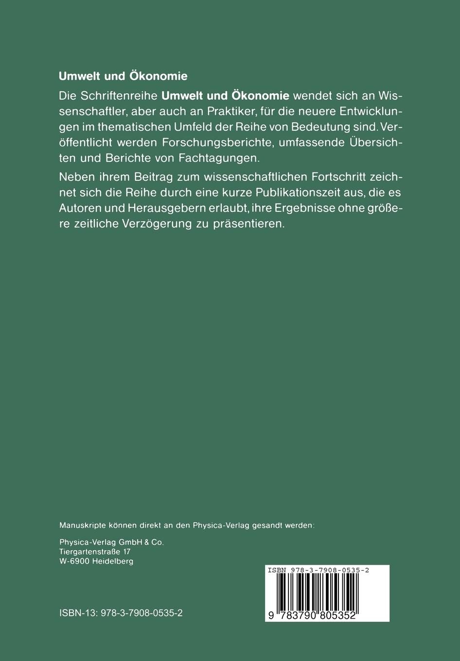 Rückseitencover Die volkswirtschaftlichen Kosten von Umweltpolitik