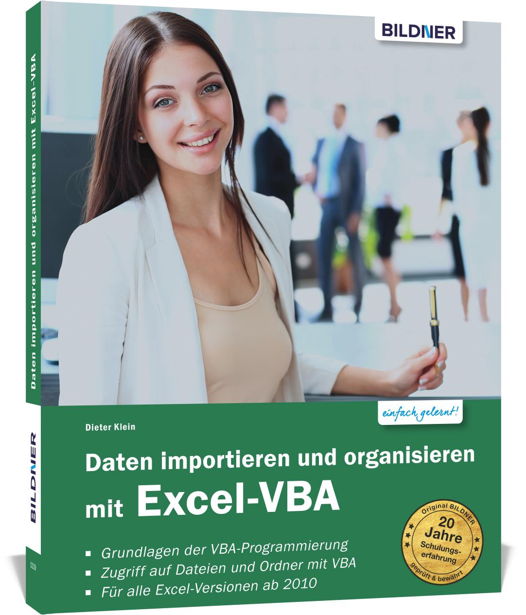 Vorderes Coverbild Daten importieren und organisieren mit Excel-VBA