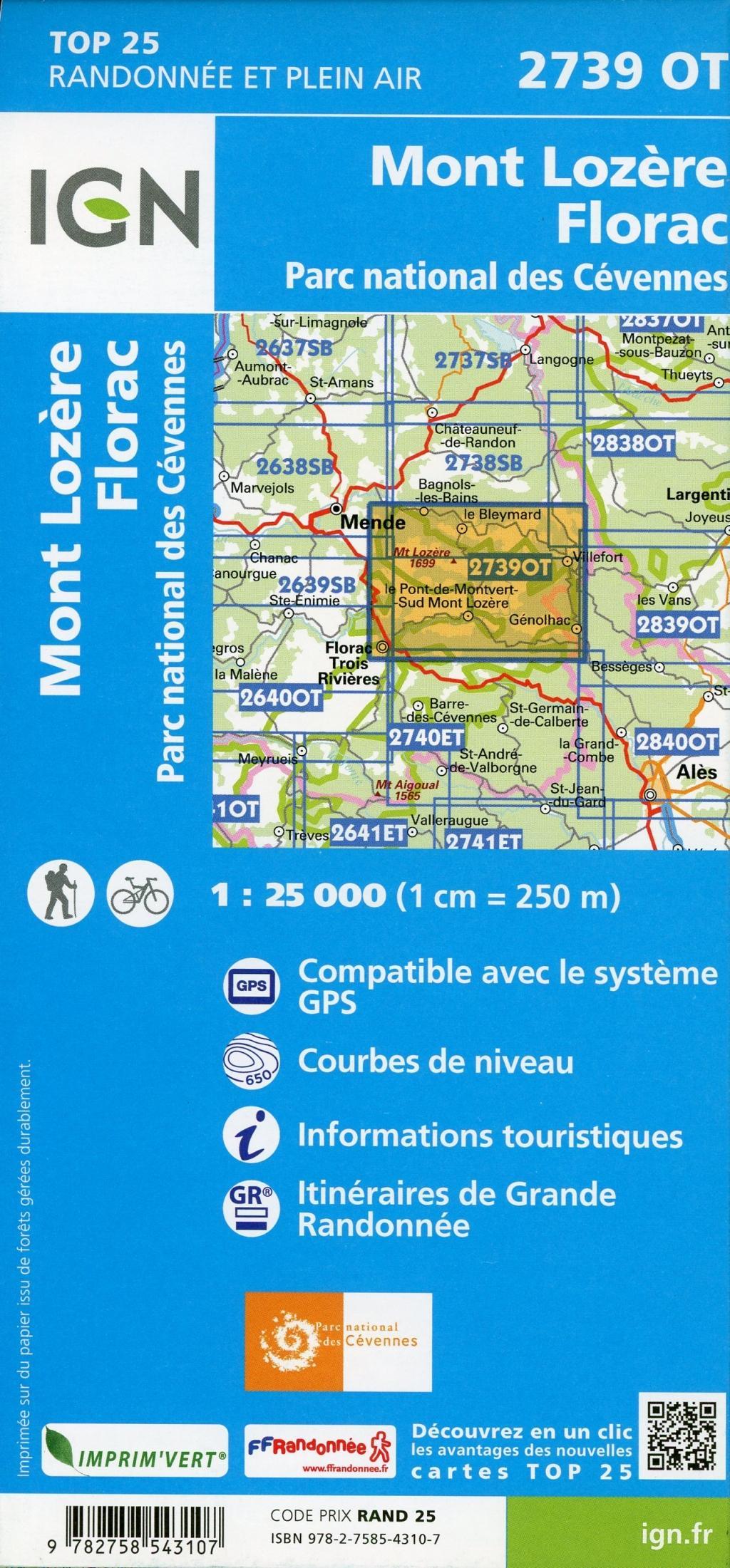 Beispielinhalt (Bild) Mont Lozère.Florac. PN des Cévennes 1:25 000