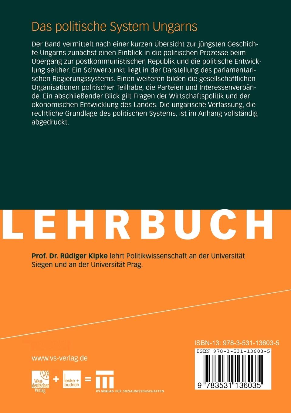 Rückseitencover Das politische System Ungarns