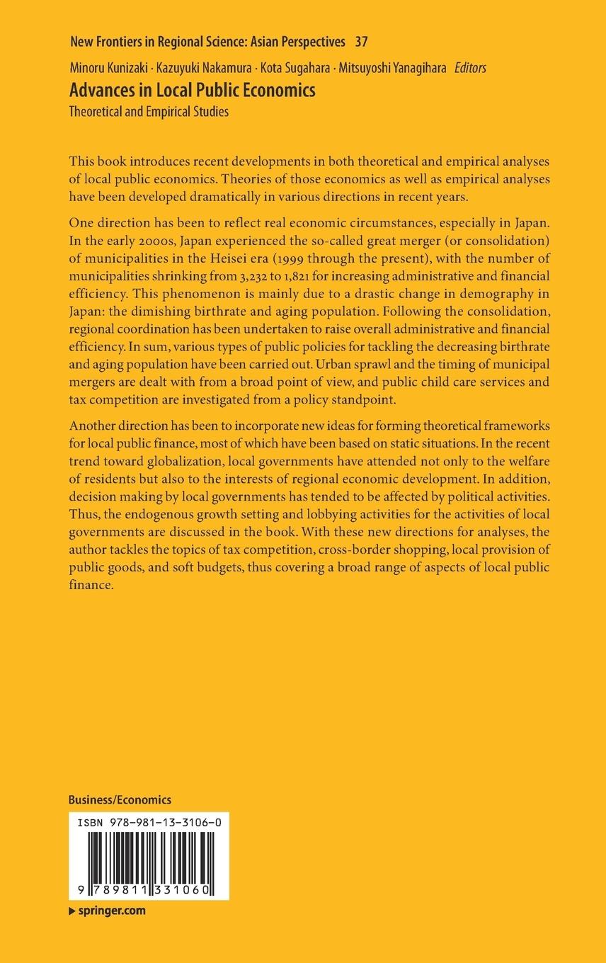 Rückseitencover Advances in Local Public Economics
