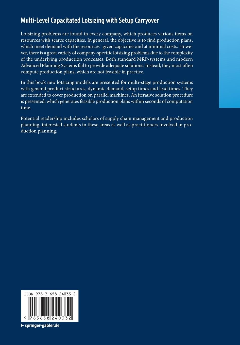 Rückseitencover Multi-Level Capacitated Lotsizing with Setup Carryover