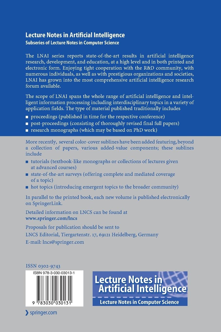 Rückseitencover Multi-disciplinary Trends in Artificial Intelligence