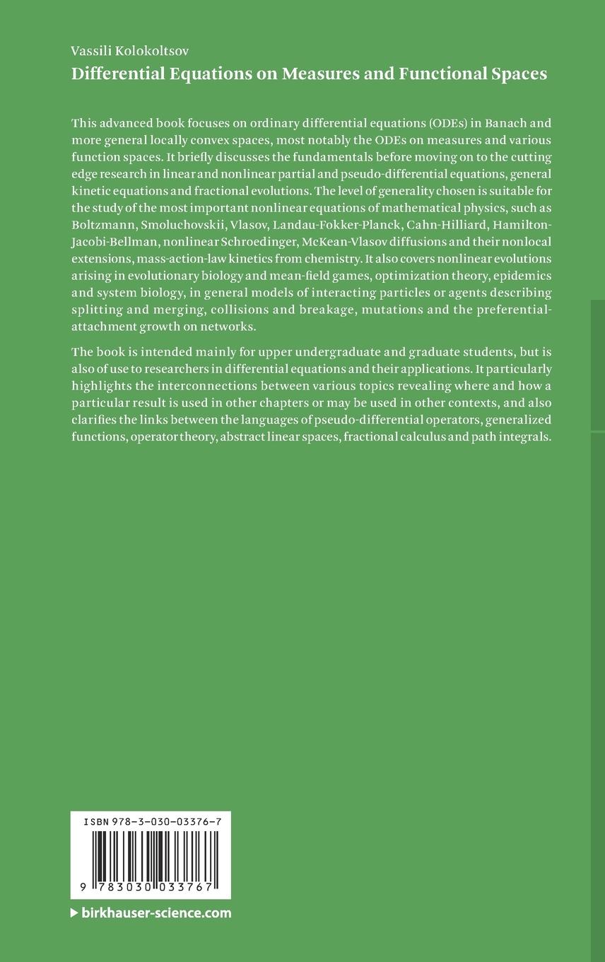 Rückseitencover Differential Equations on Measures and Functional Spaces