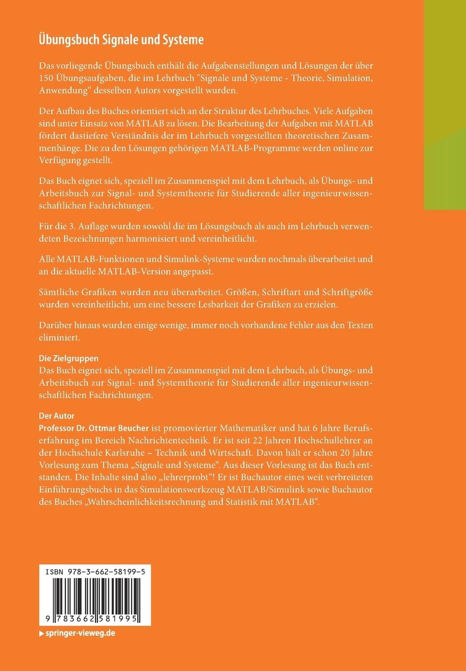 Rückseitencover Übungsbuch Signale und Systeme