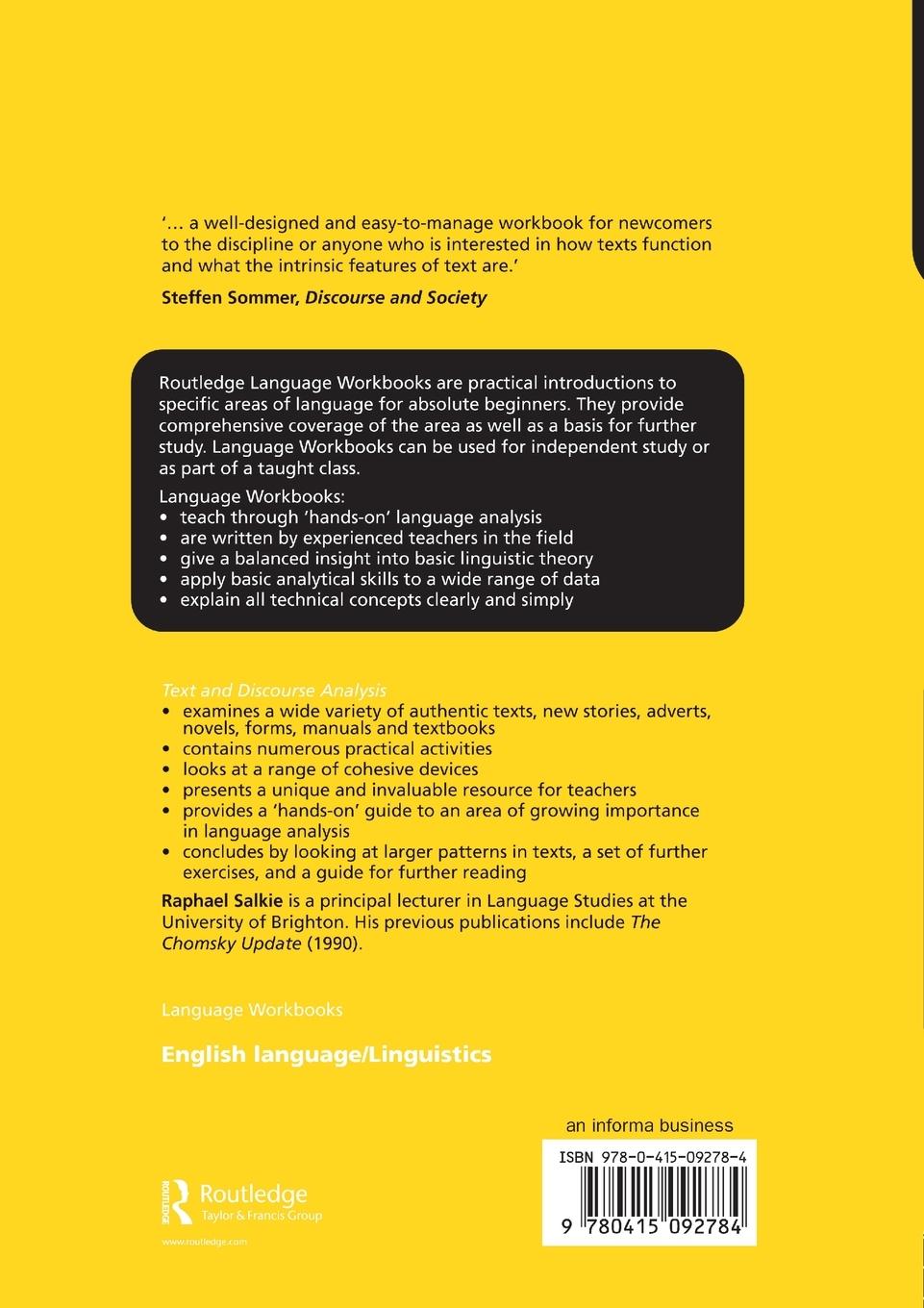 Rückseitencover Text and Discourse Analysis