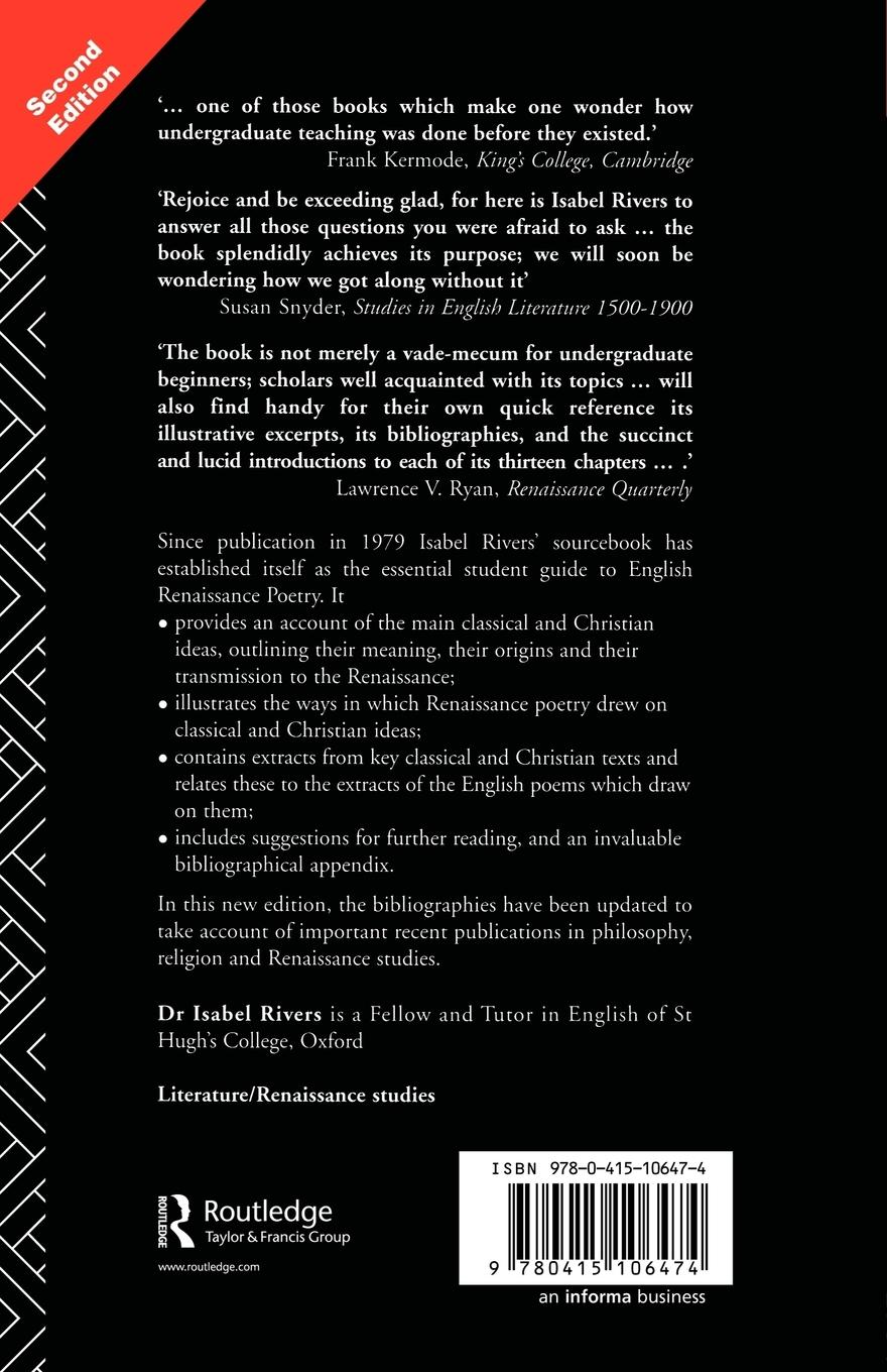 Rückseitencover Classical and Christian Ideas in English Renaissance Poetry