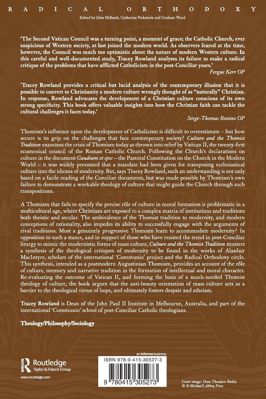 Rückseitencover Culture and the Thomist Tradition