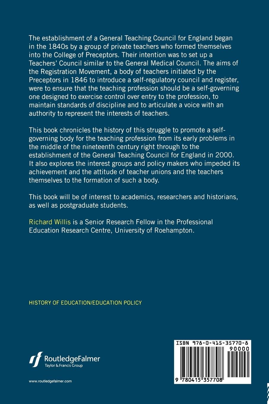 Rückseitencover The Struggle for the General Teaching Council