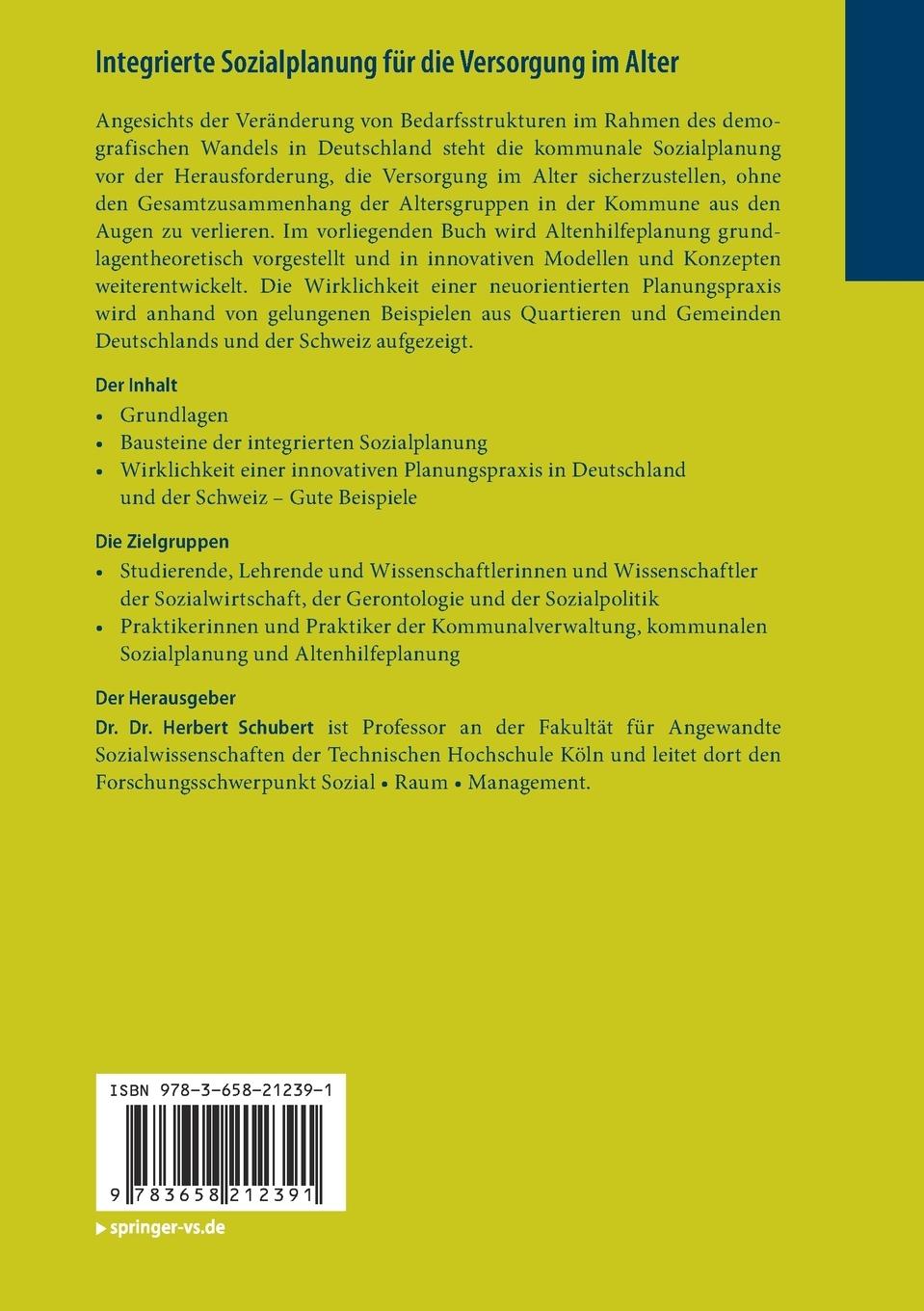 Rückseitencover Integrierte Sozialplanung für die Versorgung im Alter
