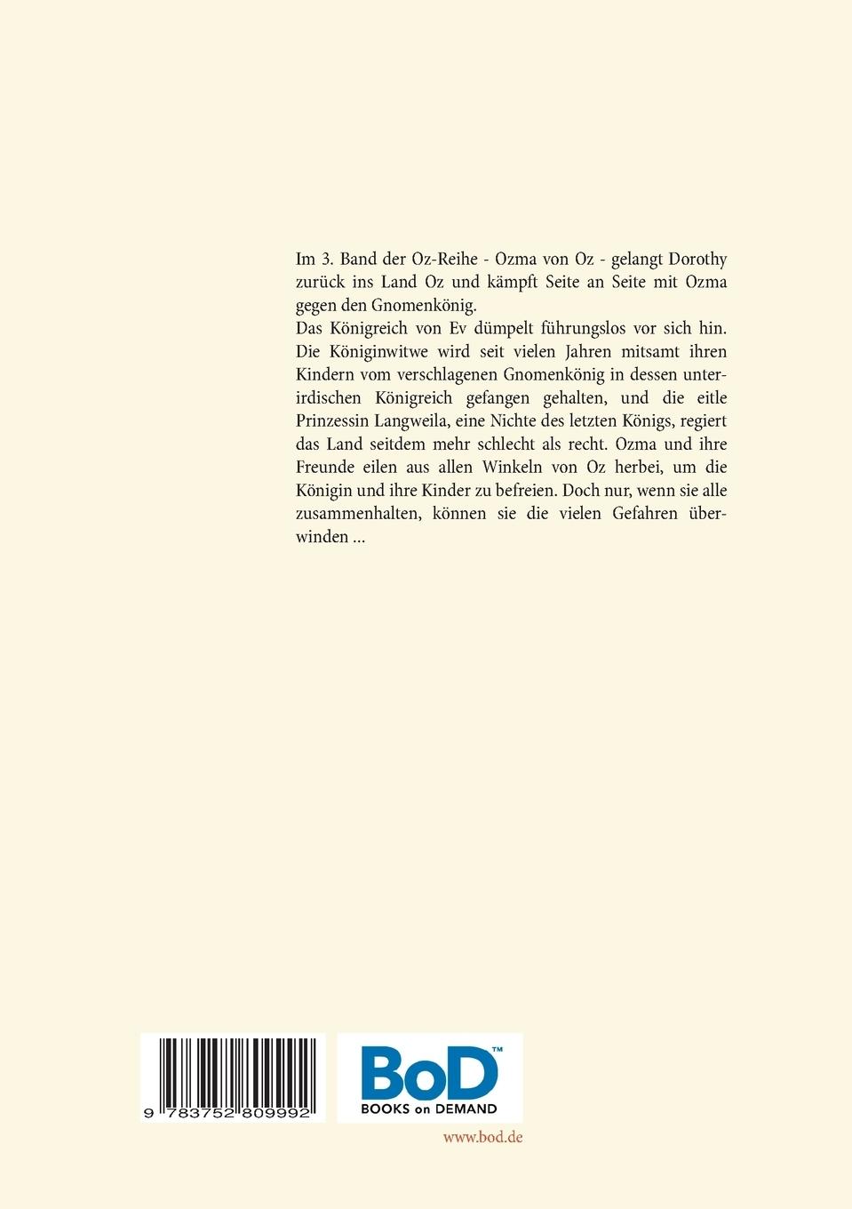 Rückseitencover Ozma von Oz - Die Oz-Bücher Band 3