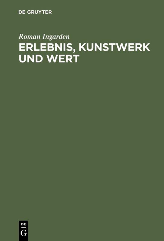 Vorderes Coverbild Erlebnis, Kunstwerk und Wert
