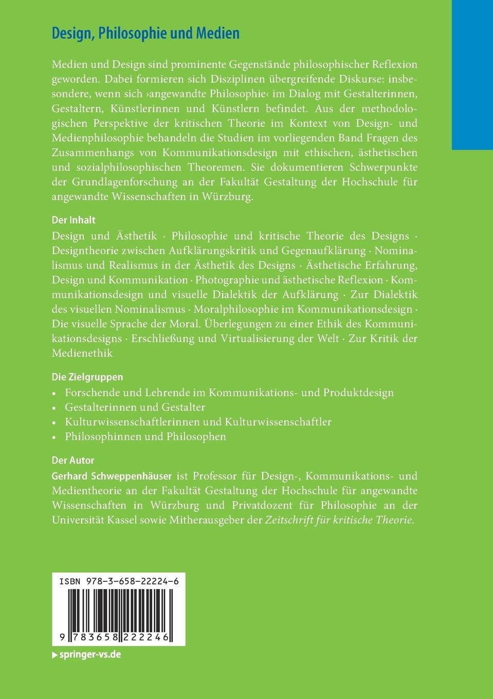 Rückseitencover Design, Philosophie und Medien