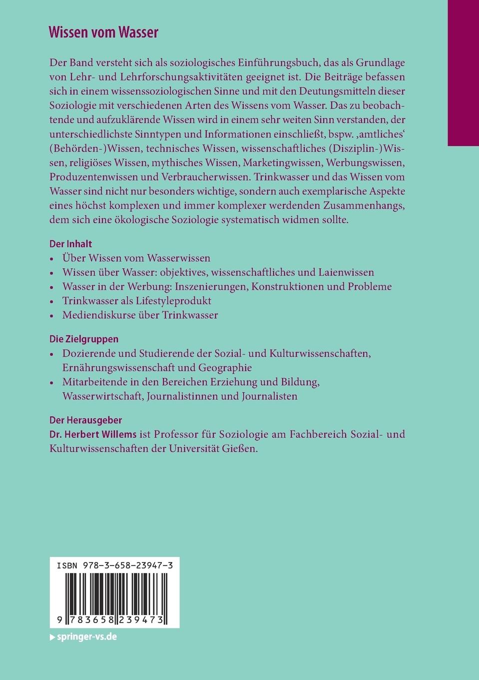 Rückseitencover Wissen vom Wasser