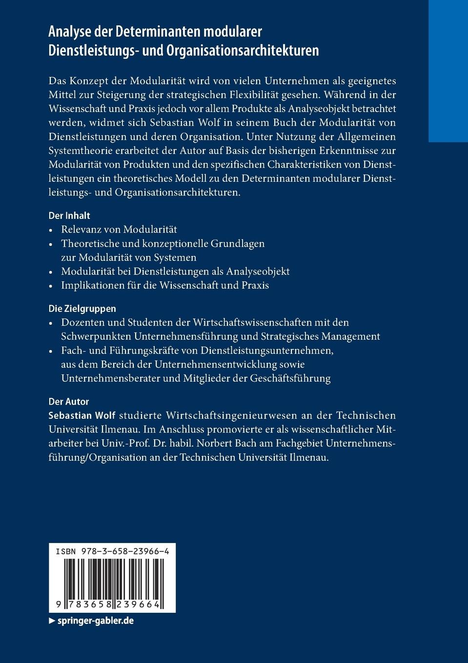 Rückseitencover Analyse der Determinanten modularer Dienstleistungs- und Organisationsarchitekturen