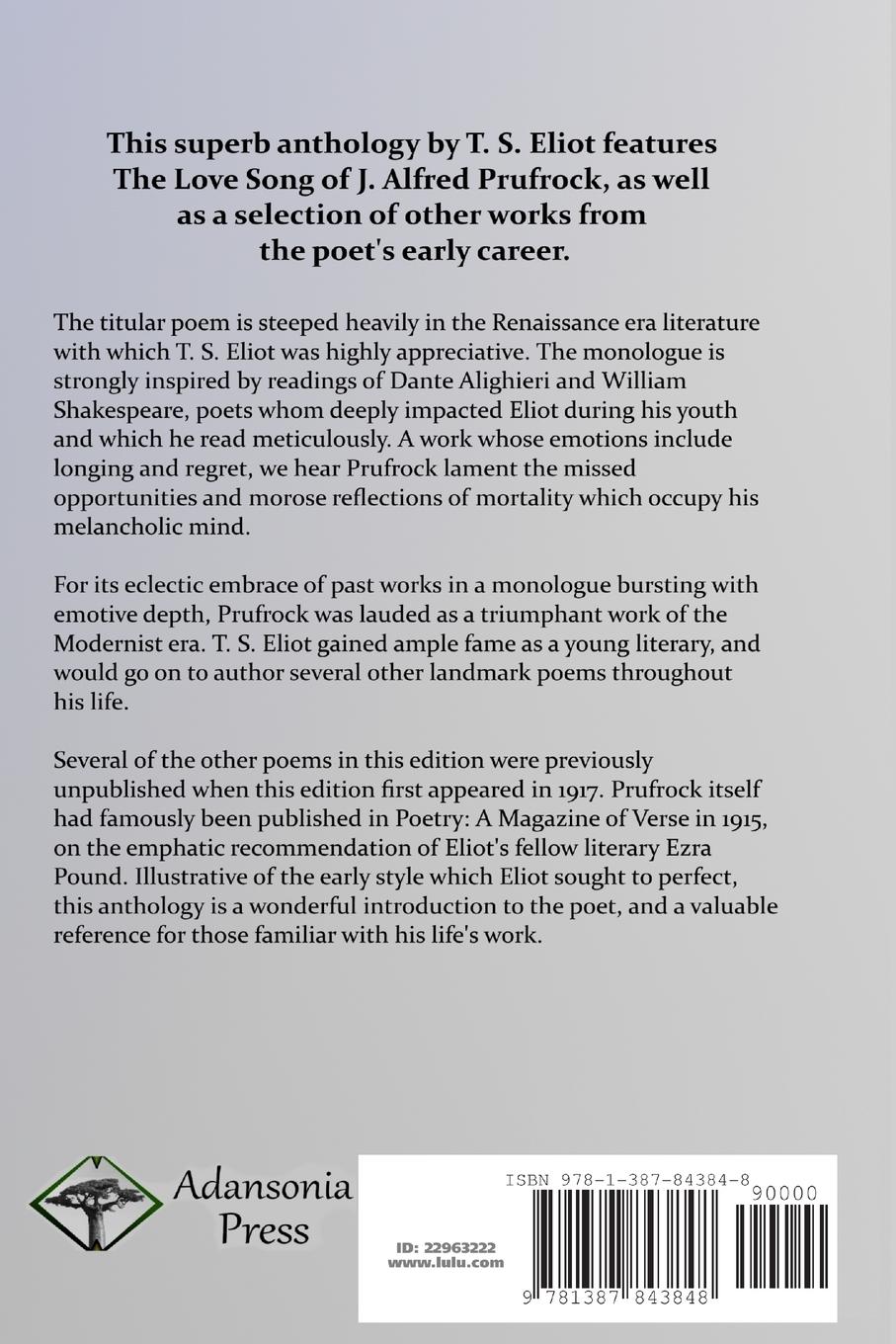 Rückseitencover Prufrock and Other Observations