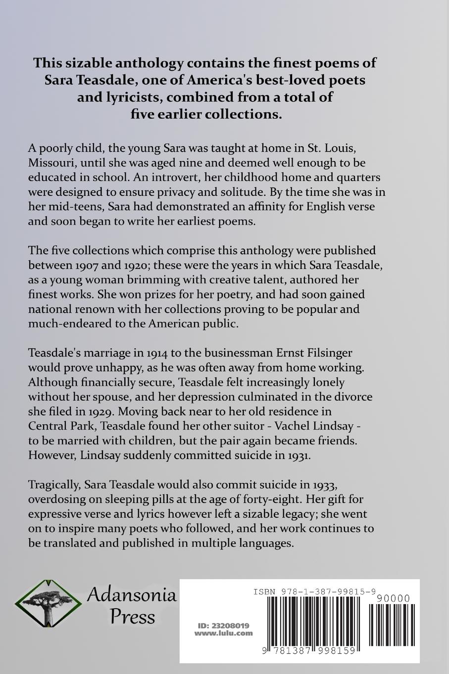 Rückseitencover The Collected Poems of Sara Teasdale