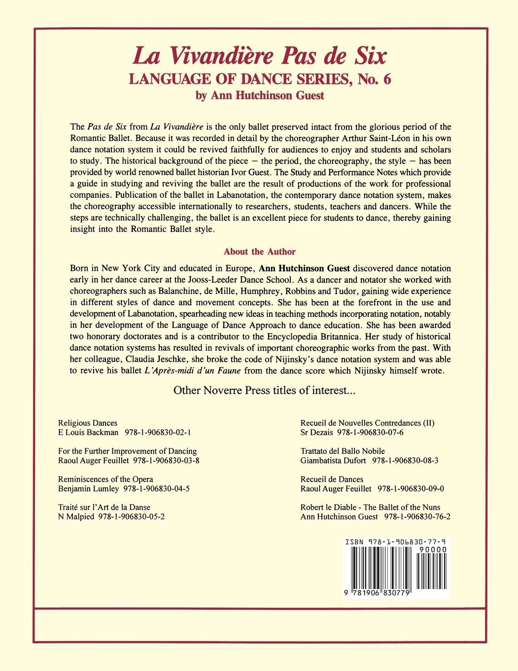 Rückseitencover La Vivandiere Pas de Six