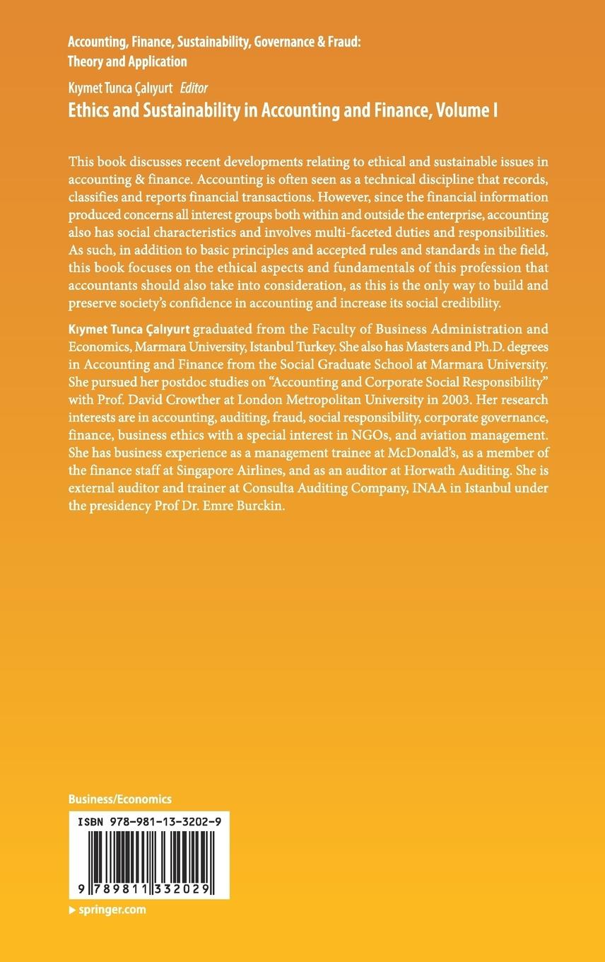 Rückseitencover Ethics and Sustainability in Accounting and Finance, Volume I