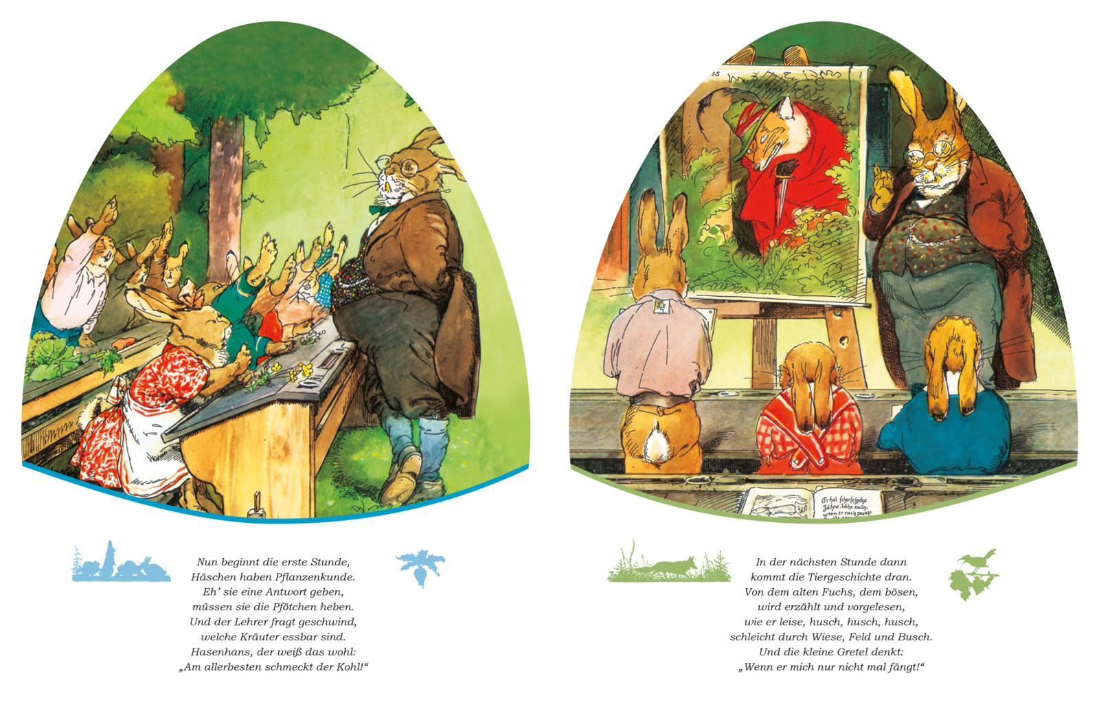 Beispielinhalt (Bild) Die Häschenschule: Pappbilderbuch in Ei-Form