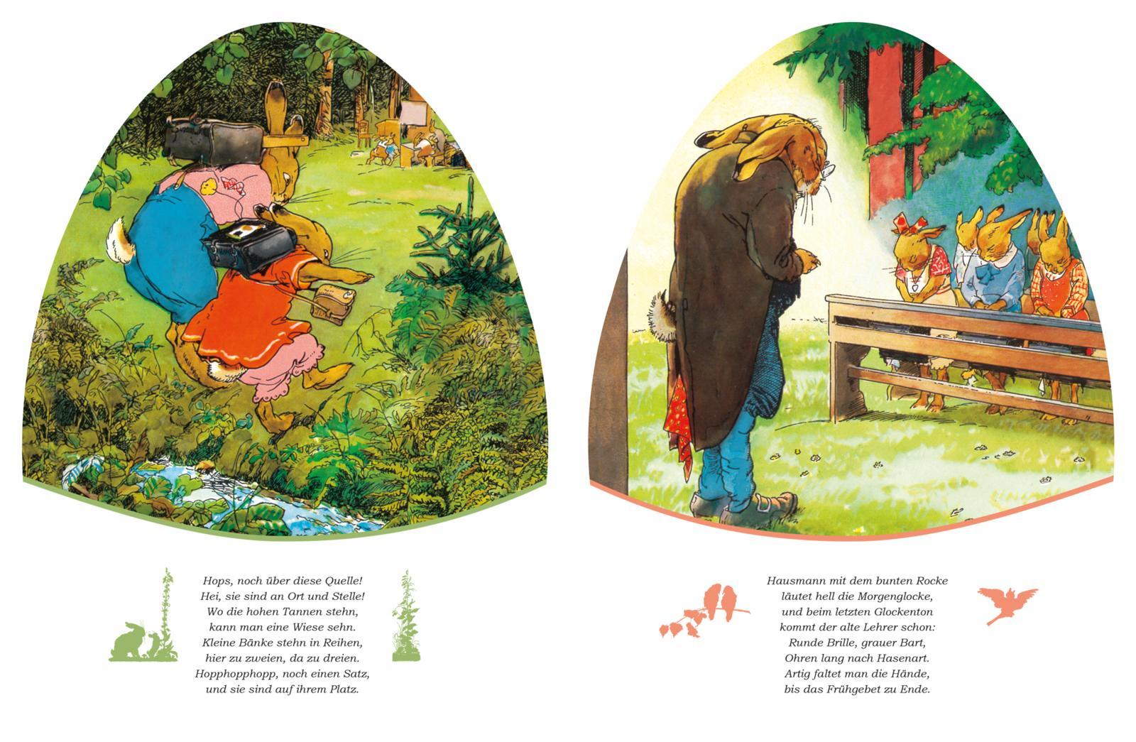 Beispielinhalt (Bild) Die Häschenschule: Pappbilderbuch in Ei-Form