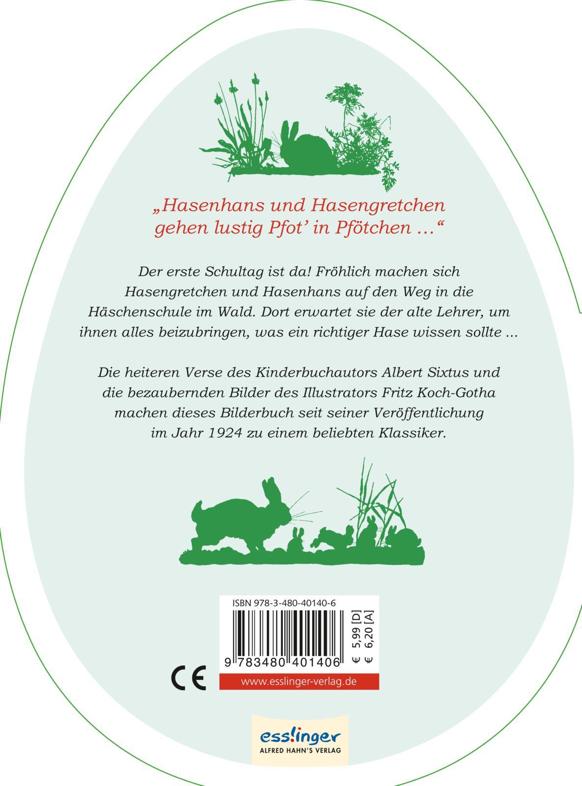 Rückseitencover Die Häschenschule: Pappbilderbuch in Ei-Form