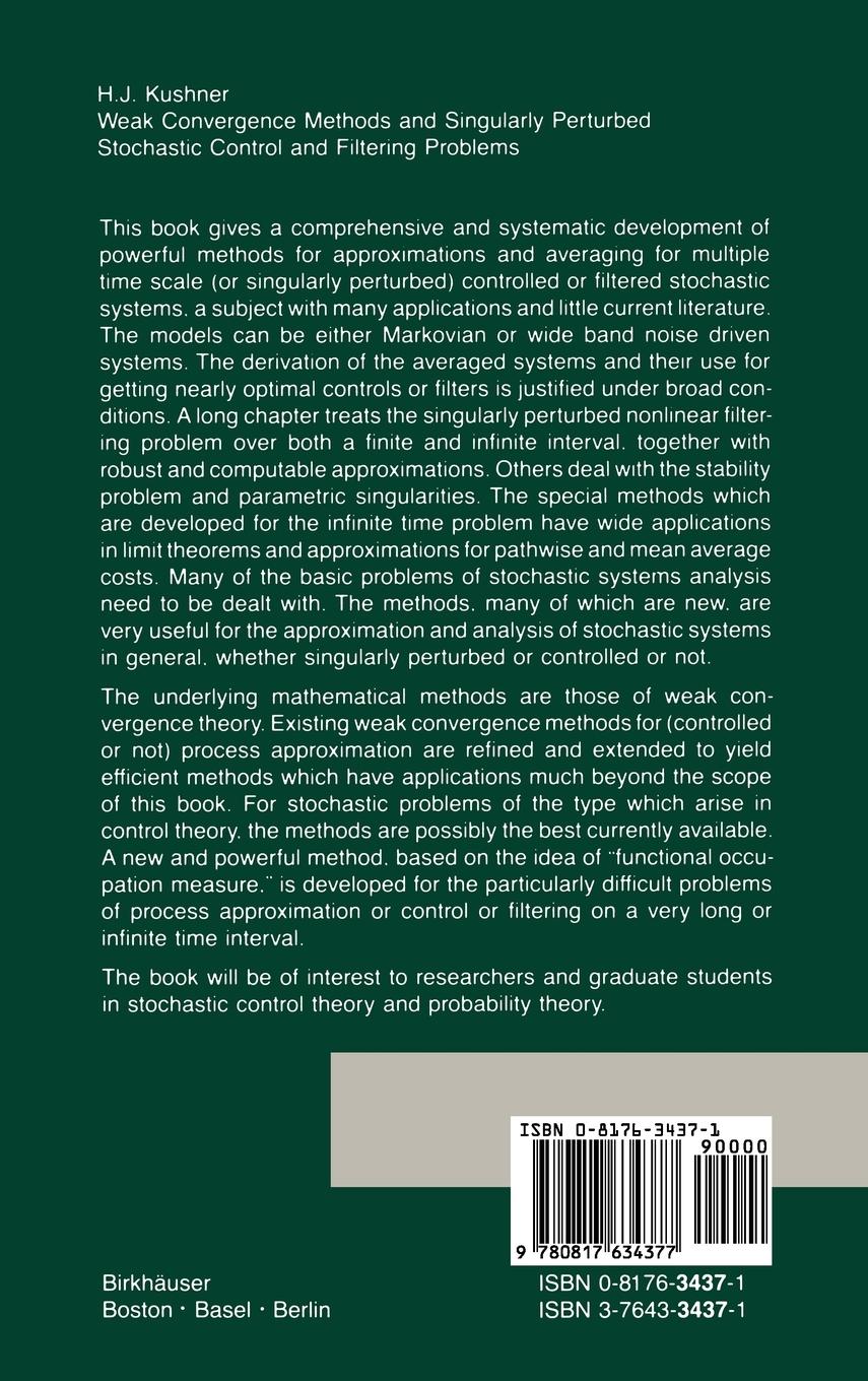Rückseitencover Weak Convergence Methods and Singularly Perturbed Stochastic Control and Filtering Problems